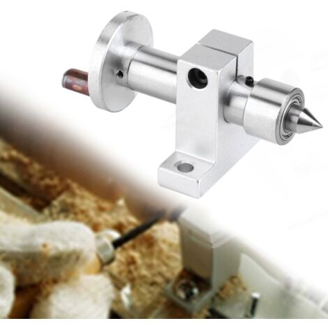 Punta giratoria con doble rodamiento para mini tornos de bricolaje, piezas metálicas, color plata, diámetro 10 cm