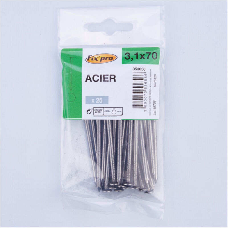 punta in acciaio Tp 3,1x70 /25