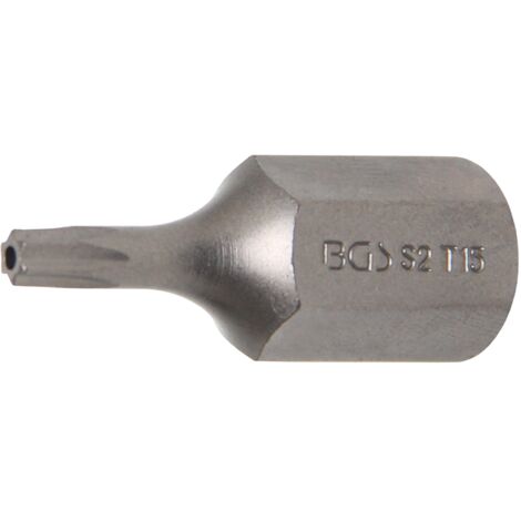 Punta  longitud 30 mm  entrada 10 mm (3/8")  perfil en T (para Torx) con perforación T15