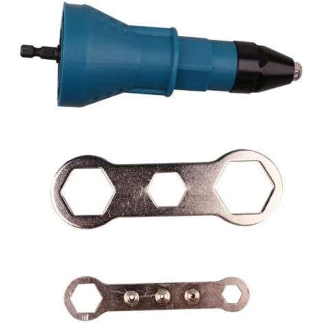 Punta per rivetti ciechi - Adattatore per rivetti - Per avvitatori e trapani a batteria - Blu - 16 x 5,8 cm