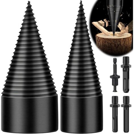 Punta per spaccare il legno, punta conica per spaccare il legno da 32+45 mm, punta per spaccare il legno con 3 manici per trapano, punta per spaccare il legno o la legna, vite conica per trapano