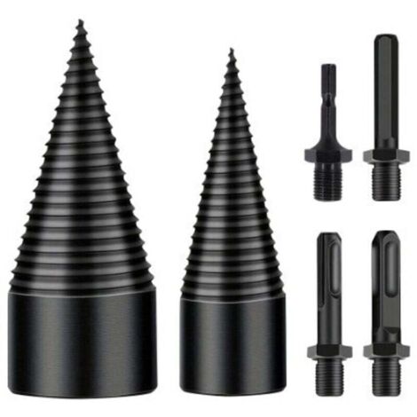 Punta per spaccare il legno, spaccalegna da 32 mm + 42 mm, punta conica con 4 manici, punta per spaccare il legno, spaccalegna conico, punta per spaccare il legno per trapano elettrico