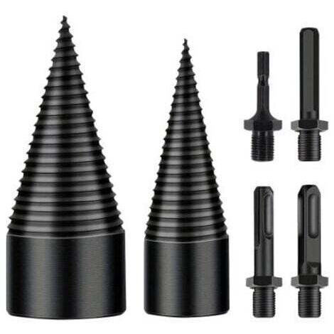 Punta per spaccare la legna, spaccalegna da 32 mm + 42 mm, punta conica con 4 impugnature, punta per spaccare la legna, spaccalegna conico, punta per spaccalegna per trapano elettrico