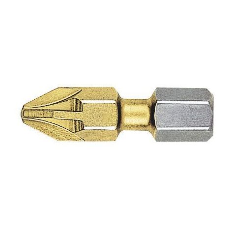 Punta Pozidriv BITFLEX TIN guía ¼" corta (PZ2x25) WITTE 28446