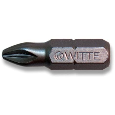 Punta Pozidriv INOX guía ¼" corta (PZ1x25)  WITTE 28511