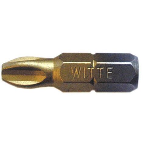 Punta Pozidriv STANDARD TIN guía ¼" corta (PZ1x25)  WITTE 27345