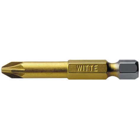 Punta Pozidriv STANDARD TIN guía ¼" larga (PZ2x50)  WITTE 27542