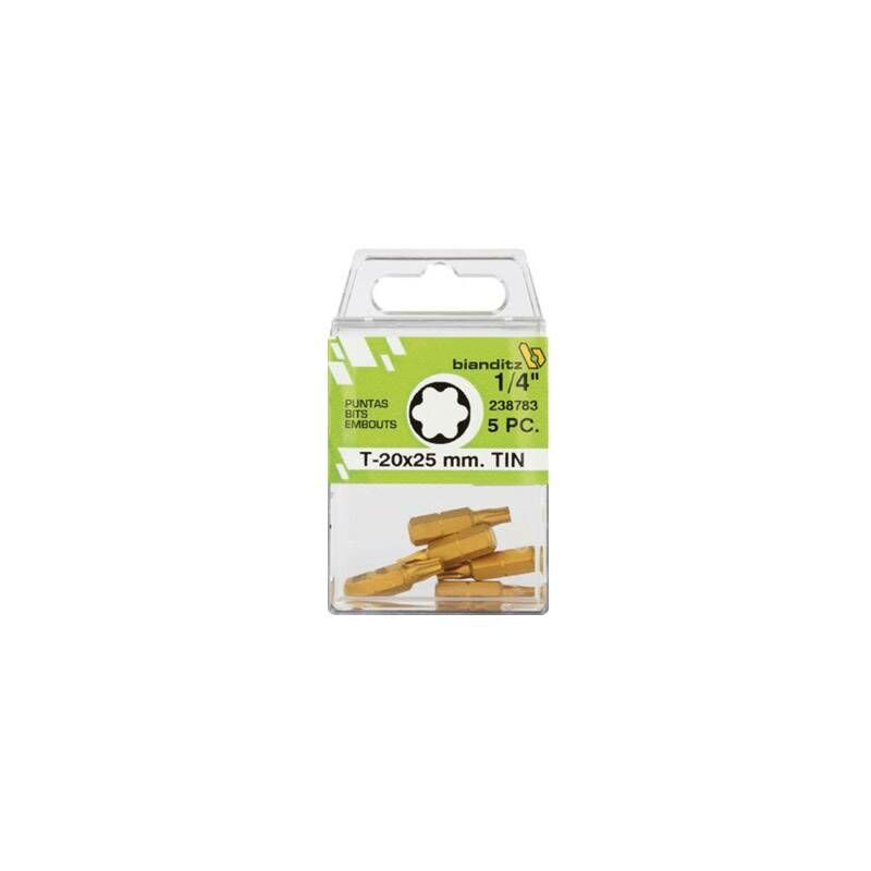 

Talleres Mecanicos Bianditz S.l. - Punta Atornillar Torx 1/4 Tin (5 Uds) Bianditz 15 X 25 Mm
