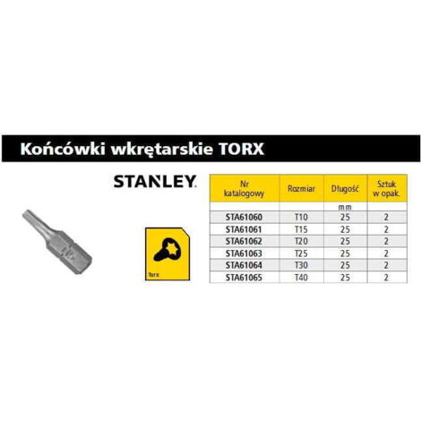 Punta Torx Stanley T15 x 25 mm (2 unidades)