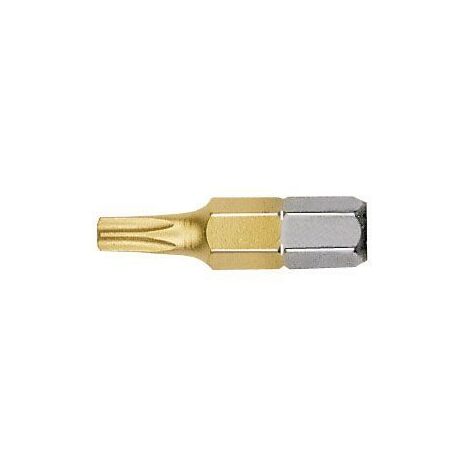 Punta Torx WITTE STANDARD TIN guía 1/4" corta T40x25 para tornillos de alta precisión.