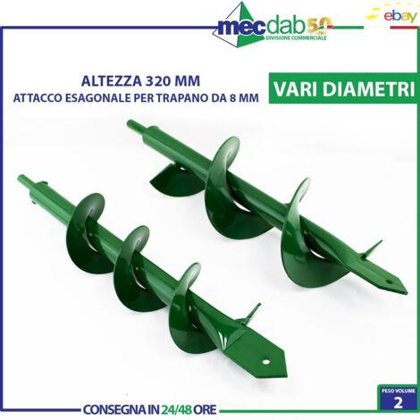 PUNTA TRIVELLA TRAPANO SPIRALE RICAMBIO Ø60mm 320mm RIBIMEX