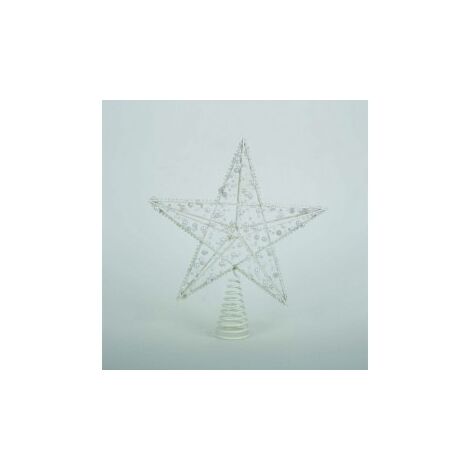 Puntale a stella per albero di natale con glitter Bianco e perline
