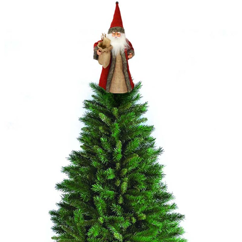 Puntale Albero Di Natale.Puntale Babbo Natale Per Albero Abiti Tessuto E Juta Decorazioni Natalizie 30cm