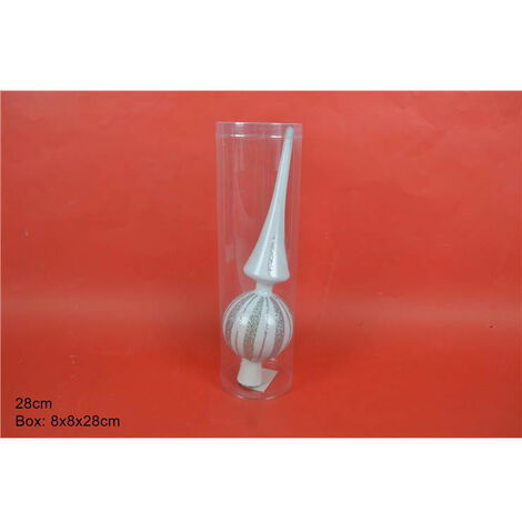 PUNTALE DIMENSIONE 28 CM DECORATO CON GLITTER COLORE BIANCO