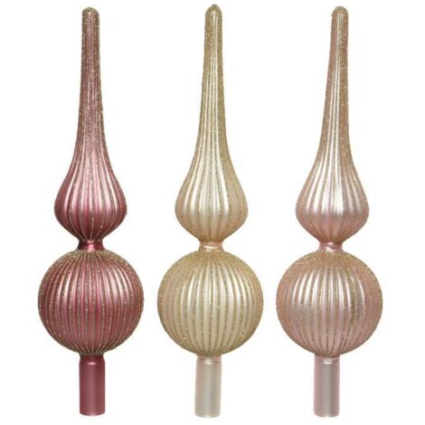 Puntale in vetro con decorazione a spicchi rosa o champagne H 31cm - 1 PEZZO