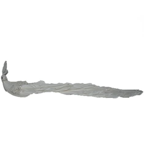 Puntale pavone bianco per albero di natale decorazione addobbi natalizie da casa allestimento ornamento vetrine idea regalo 45cm