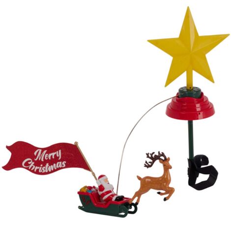 Puntale per albero di Natale con luci Led, movimento e musica per decorazioni natalizie