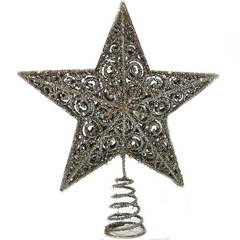 Puntale stella argento silver punta per albero di natale addobbi natalizi casa in decorazioni ornamenti negozio vetrine h27 cm