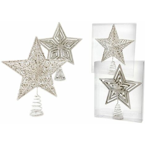 Puntale stella bianco per albero di natale addobbi natalizi in decorazioni ornamenti casa negozio vetrine h27 cm - decoro: decoro 2