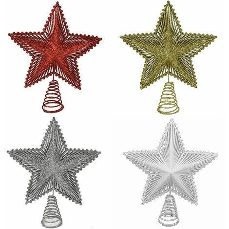 Puntale stella oro rosso bianco argento per albero di natale addobbi natalizi decorazioni glitterati casa negozio vetrine h26 cm - colorigenerali: ORO