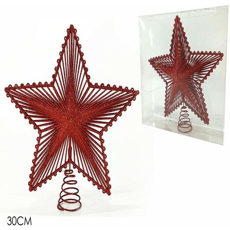 Puntale stella rosso cm 30 per albero di natale da decorazioni natalizi addobbi