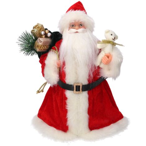 Puntale tessuto Babbo Natale rosso cm Ø22xh30