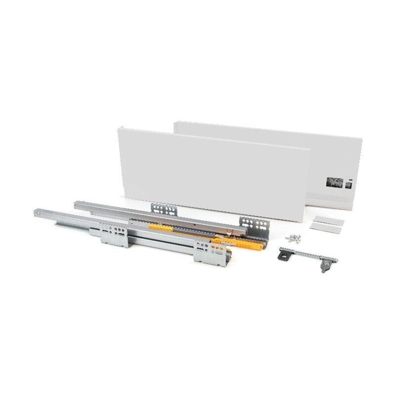 

Kit cajón de cocina Concept, altura 185 mm, prof. 400 mm, cierre suave, Acero, Blanco
