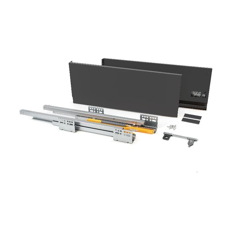 

Kit cajón de cocina Concept, altura 185 mm, prof. 400 mm, cierre suave, Acero, Gris antracita