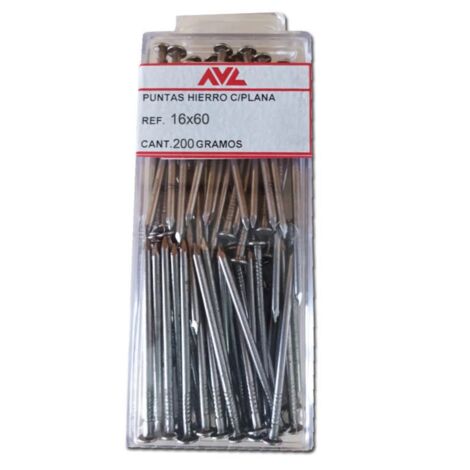 Puntas de hierro AVL con plana 60x16mm 200 g blister burbuja 81-E