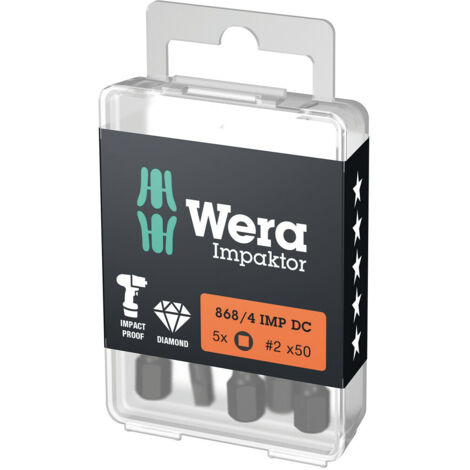 Puntas Impaktor torn. cuadrado interior 5 piezas 868/4 IMP DC   2 x 50 mm DIY-Box - Wera