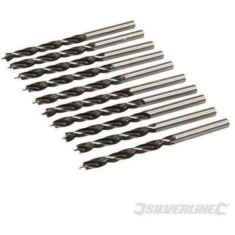 Punte con punta di centraggio e scanalatura doppia per legno Silverline 612120-4 mm / 10 Pezzi