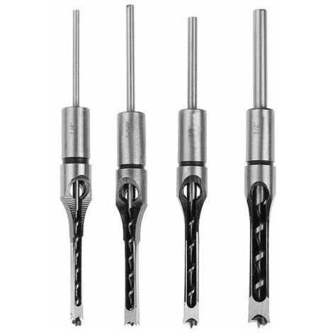 Punte da trapano per fori quadrati Set di 4 set Punta da trapano per fori quadrati per la lavorazione del legno Scalpello per mortasatura per foratura quadrata