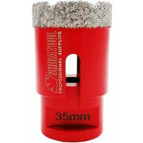 Punte diamantate da 35 mm con filettatura M14 per foratura a secco in porcellana, piastrelle, granito e marmo.