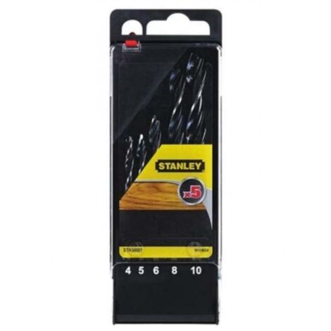Punte elicoidali per legno Stanley hss-r set 5 pezzi diametro da 4 a 10 mm