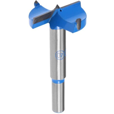 Punte Forstner da 40 mm, punta in carburo di tungsteno per sega a tazza per legno, foratura di fori per cerniere per lavorazione del legno (blu, grigio)