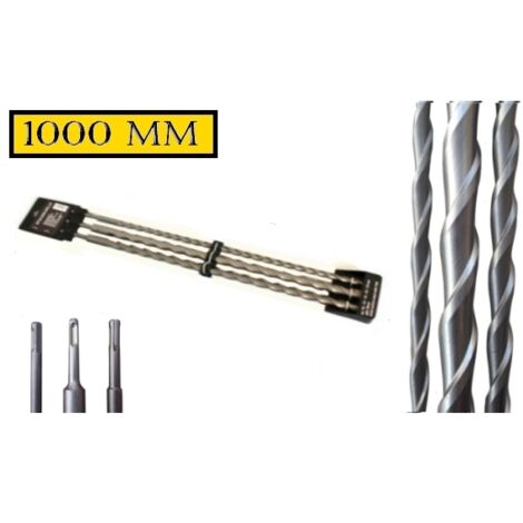Punte giganti 1000mm SDS Plus set 3 pezzi 12 - 16 - 24mm