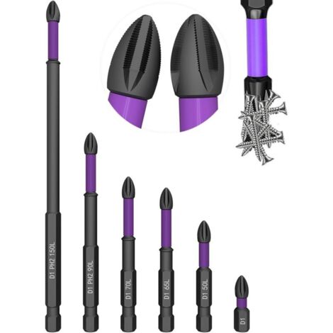 Punte magnetiche per cacciavite - Punte Phillips a impatto (da 2,5 a 15 cm di lunghezza), punte magnetiche in acciaio D1, gambo esagonale antiscivolo per trapani e cacciaviti