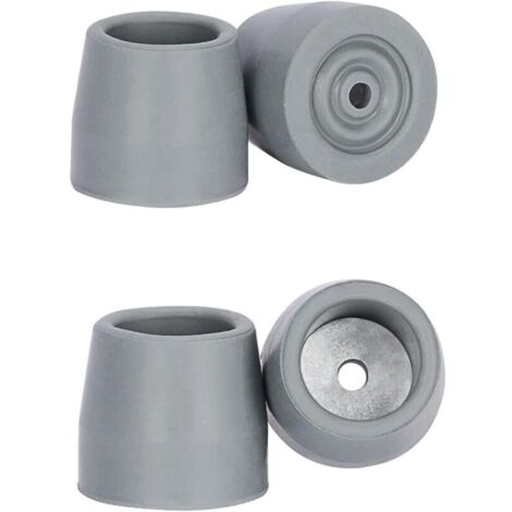 Punte per deambulazione, set di 4 punte di ricambio universali per deambulatori con stelo da 25 mm, accessorio per deambulazione senza attrezzi, 2 paia grigie