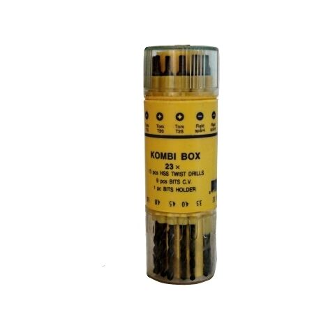 Punte per metallo HSS - TIN + inserti 23 pezzi in box cilindrico
