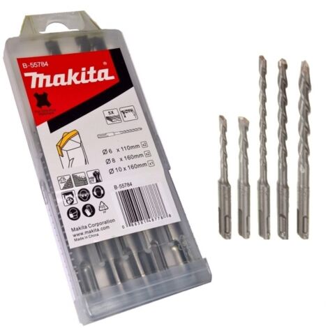 Punte per muro/calcestruzzo/cemento con attacco SDS Plus 5 pezzi Makita - B-55784