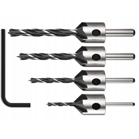 Punte per trapano per legno con smussatore set di 4 pezzi 3,4,5,6 mm