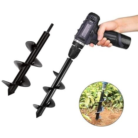 L&H-CFCAHL Punte per trivellare, Punta per trapano da giardino Ø 100 mm x 300mm + guanti, punta per trapano da giardino per per fare buchi velocemente e piantare fiori alberi arbusti