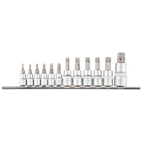 Punte Torx con bussola da 1/4, 3/8, 1/2""", set da 12
