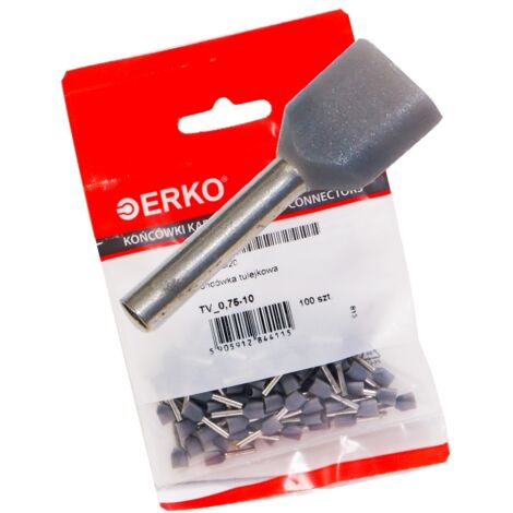 Puntera aislante 2x0,75-10 100ud gris ERKO