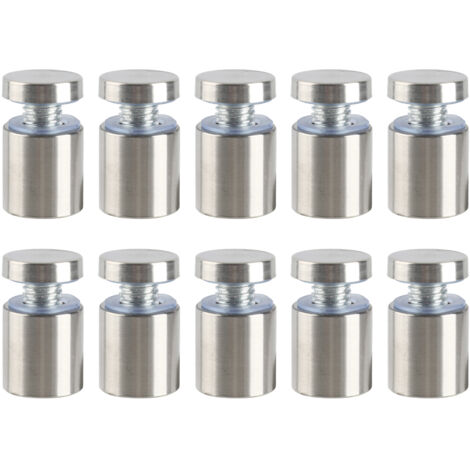 [Punterie] V10 [Wandbefestigungen für Paneele] Für Werbung und Dekoration, Glaswände, rutschfeste Schrauben mit transparentem Schutz, 10 Stück aus Edelstahl, 25 mm, abgerundet für mehr Sicherheit.