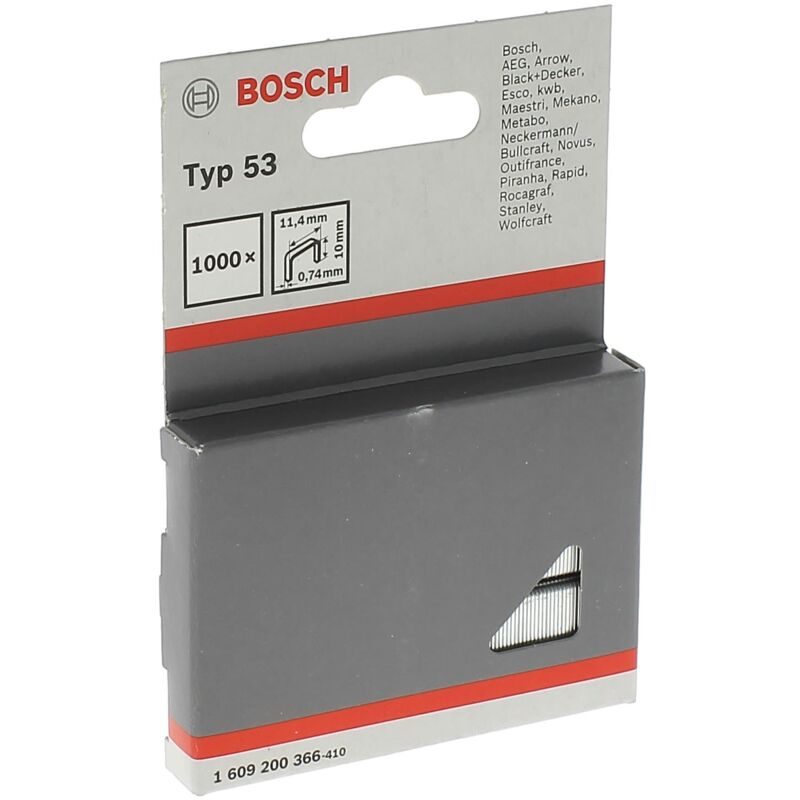 Punti metallici 10x11,4 mm tipo 53 per 1000 per cucitrice Bosch