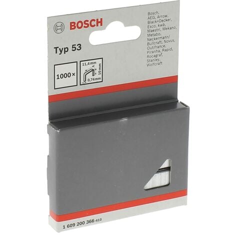 Punti metallici 10x11,4 mm tipo 53 per 1000 per cucitrice bosch