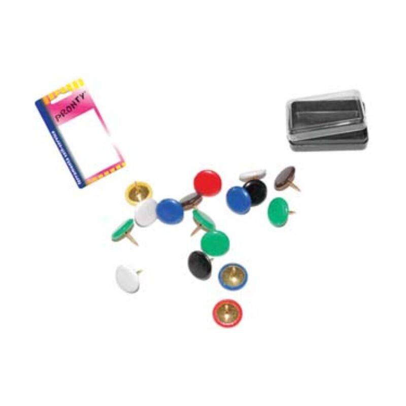 Image of Idroweb - Puntine da disegno plastificate colori assortiti in blister - colori assortiti, in bl.40 pz. con scatolina 12 blister