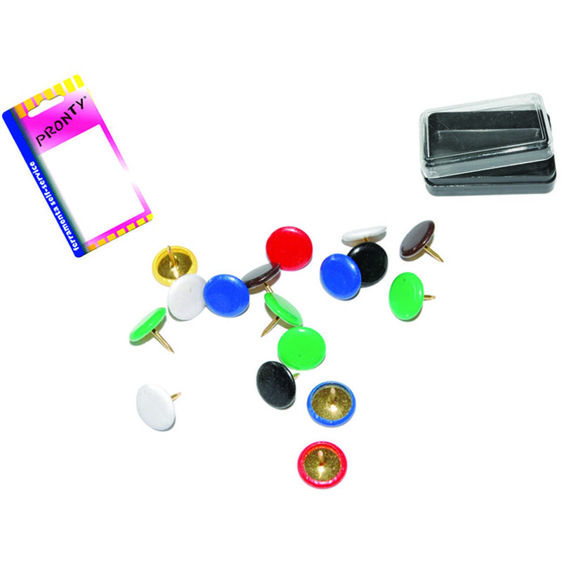 Image of Puntine da disegno plastificate colori assortiti in blister - colori assortiti, in bl.40 pz. con scatolina