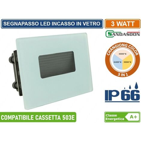 Lampada emergenza luce led 3.5w 3 moduli da incasso a parete compatibile  scatola 503 Vimar plana